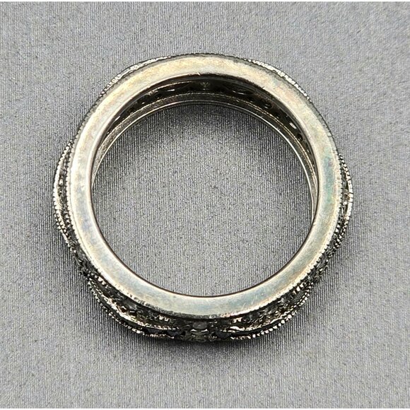 Joancee Sterling Silver Blue & Clear Sapphire Woven Eternity Band Ring Size 5.75 - Picture 4 of 9